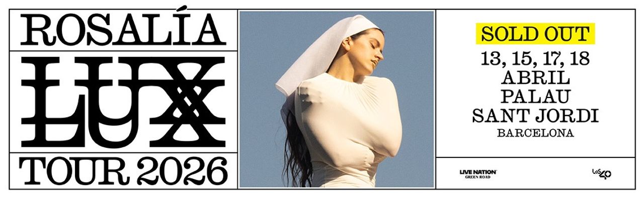Cartel Rosalía Lux Tour 2026. Foto: Palau Sant Jordi.