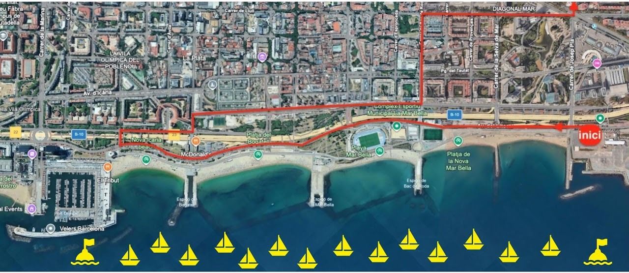 Litoral de Barcelona (Entre el Forum i Port Olímpic). Foto: Veles al mar.